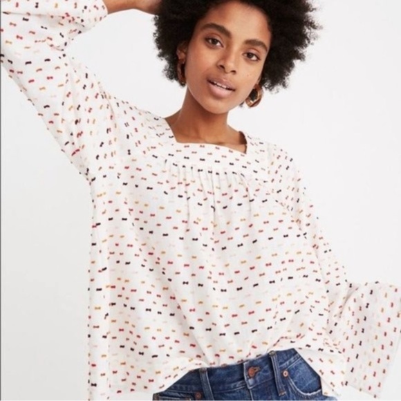 Madewell Square Neck Clipdot Top - Picture 1 of 4
